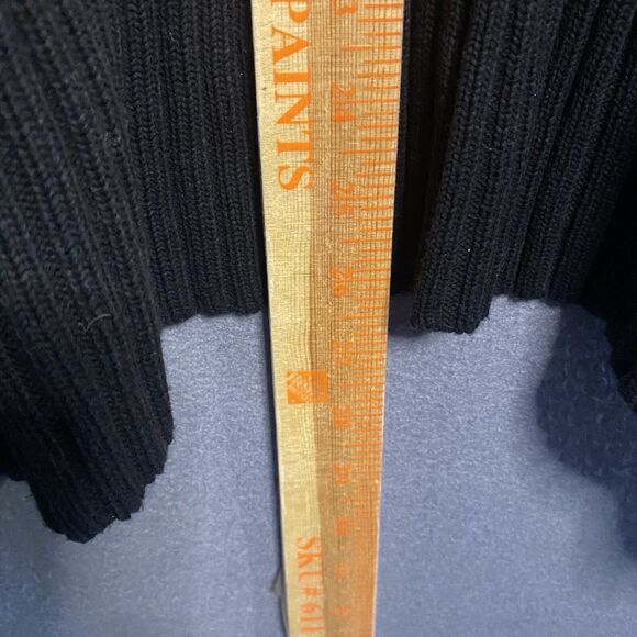 michael kors Cardigan Medium M Black Ribbed Knit pockets thick open front - Picture 9 of 11